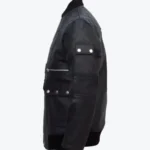 Classic Men Slim Fit Black Quilted Bomber Jacket Side - Rare Jackets