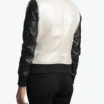 Cole White And Leather Bomber Jacket Back - Rare Jackets