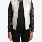 Cole White And Leather Bomber Jacket Front - Rare Jackets