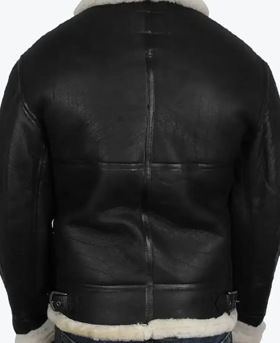 Connor Men’s Black B-3 Bomber Leather Jacket Back - Rare Jackets