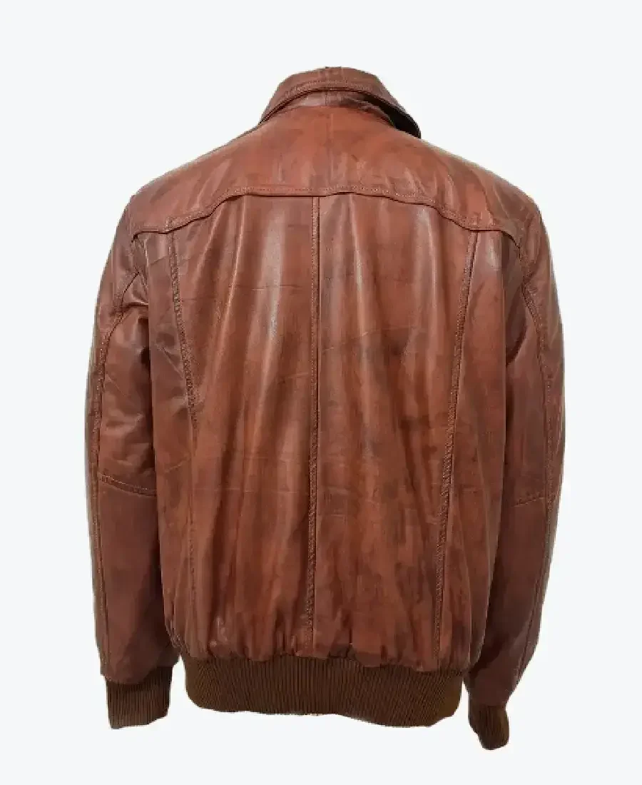 Shop The Mens Distressed Brown Bomber Leather Jacket - Rare Jackets