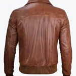 Mens Distressed Brown Bomber Leather Jacket Back - Rare Jackets