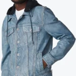 Crew Denim Leather Jacket With Hood Side - Rare Jackets