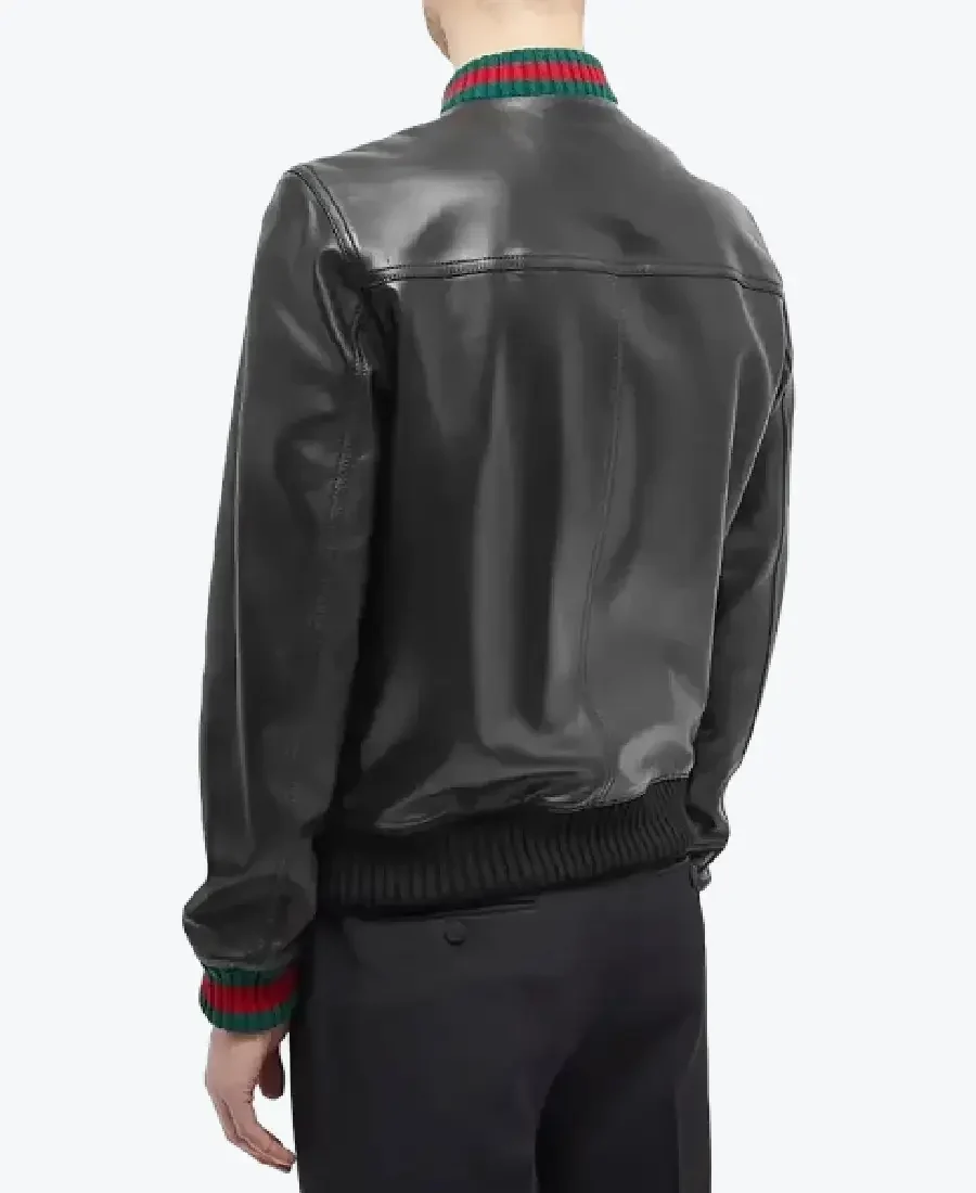 current men’s black bomber leather jacket back - rare jackets