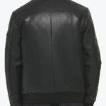 Curtis Men’s Black MA-2 Bomber Leather Jacket Back - Rare Jackets