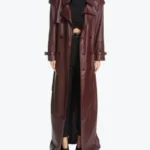 Delicate Kim Burgundy Leather Coat Rare Jacket