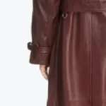 Delicate Kim Burgundy Leather Coat Sleeves Rare Jacket