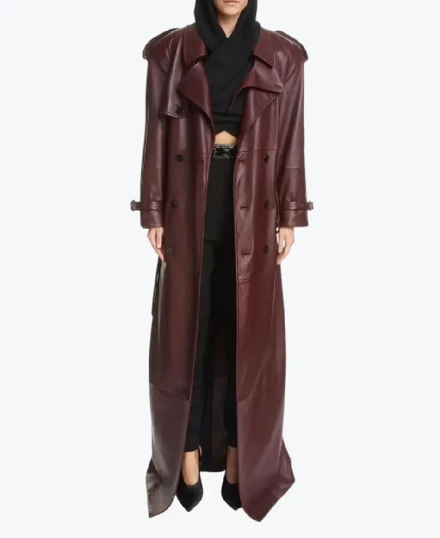 Delicate Kim Burgundy Leather Coat Rare Jacket