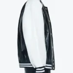 Diana Women’s Black and White Leather Varsity Jacket Side - Rare Jackets