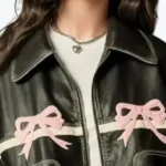 Diddi Moda Bow Leather Jacket Collar Rare Jacket