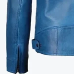 Dodge Blue Cafe Racer Leather Jacket Sleeves Rare Jacket