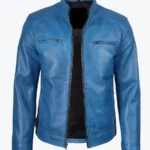 Dodge Blue Cafe Racer Leather Jackets Rare Jacket