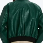 Donald Men’s Distressed Green Bomber Leather Jacket Back - Rare Jackets