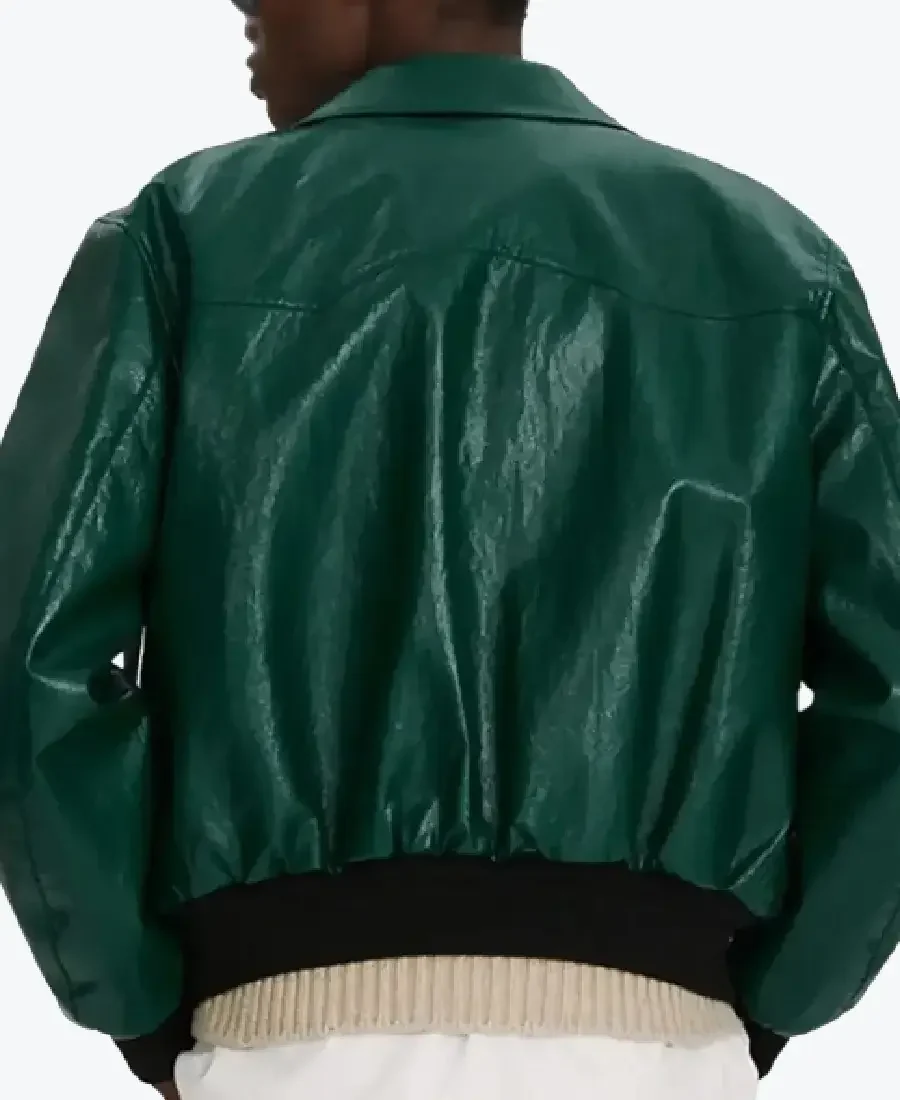 Donald Men’s Distressed Green Bomber Leather Jacket Back - Rare Jackets