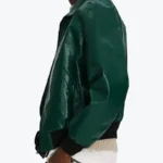 Donald Men’s Distressed Green Bomber Leather Jacket Side - Rare Jackets