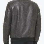 Donald Mens Distressed Grey Bomber Leather Jacket Back - Rare Jackets