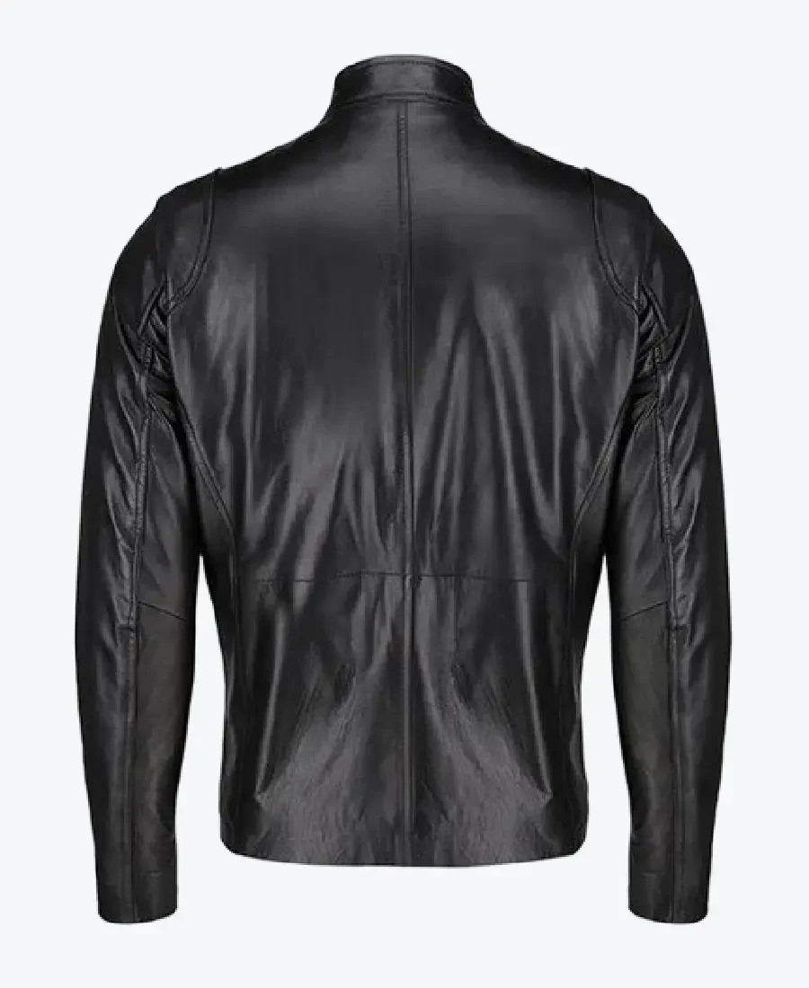 Douglas Slim Fit Black Leather Jacket For Men Back - Rare Jackets