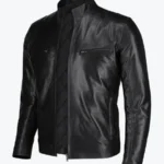 Douglas Slim Fit Black Leather Jacket For Men Side - Rare Jackets