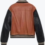 Drake Men’s Brown and Black Leather Varsity Jacket Back - Rare Jackets