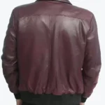 Ernesto Men’s Maroon Genuine Leather Bomber Jacket Back - Rare Jackets