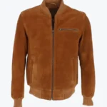 Ethan Mens Brown Suede Bomber Jacket - Rare Jackets