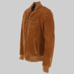Ethan Mens Brown  Suede Bomber Jacket - Image 4