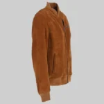 Ethan Mens Brown  Suede Bomber Jacket - Image 3