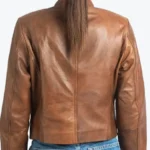 Evelyn Women’s Brown Distressed Leather Jacket Back - Rare Jackets