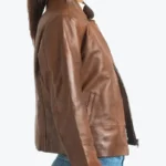 Evelyn Women’s Brown Distressed Leather Jacket Side - Rare Jackets
