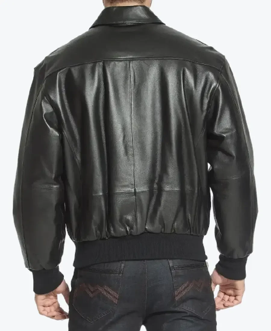 Flight Black A-2 Bomber Aviator Leather Jacket Back - Rare Jackets