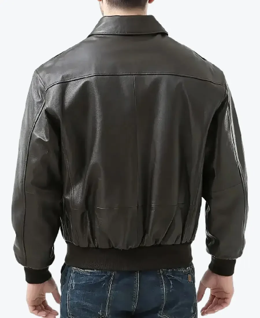 Flight Brown A-2 Bomber Aviator Leather Jacket Back - Rare Jackets