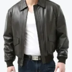 Flight Brown A-2 Bomber Aviator Leather Jacket Front - Rare Jackets