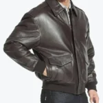 Flight Brown A-2 Bomber Aviator Leather Jacket Side - Rare Jackets