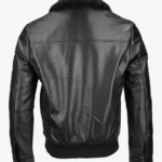 Francis Mens Black Bomber Leather Jacket Back - Rare Jackets