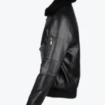 Francis Mens Black Bomber Leather Jacket Side - Rare Jackets