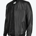 Frig Men’s Black Bomber Leather Jacket Side - Rare Jackets