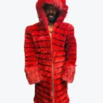 Shop The Blumarine Red Faux Fur Long Coat - Rare Jackets