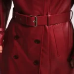 Women's Burgundy Leather Trench Coat Belt - Rare Jackets