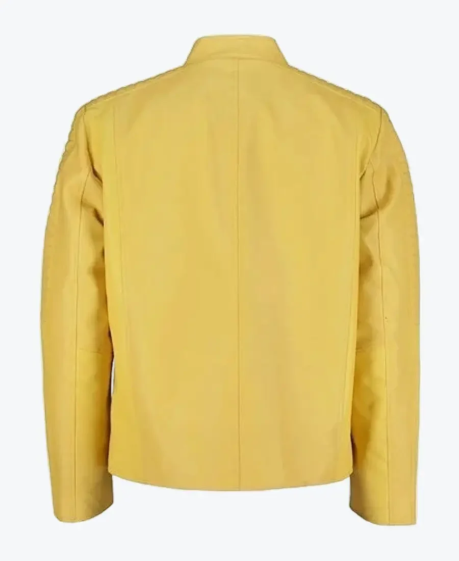Gaytan Men Yellow Pu Leather Jacket Back - Rare Jackets