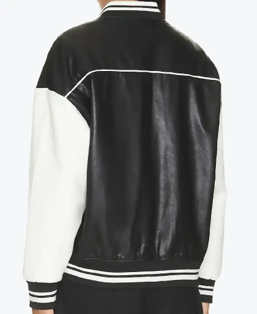 Shop The Women’s Black and White Leather Varsity Jacket - Rare Jackets