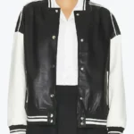 Women’s Black and White Leather Varsity Jacket - Rare Jackets