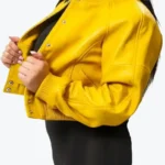 Gina Women’s Yellow Leather Varsity Jacket - Rare Jackets