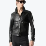 Grain Blouson Contrast Leather Jacket Front - Rare Jackets