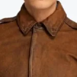 Gus Distressed Brown Leather Jacket Collar Rare Jacket