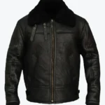 Hardy B-3 Shearling Black Leather Aviator Jacket Rare Jacket