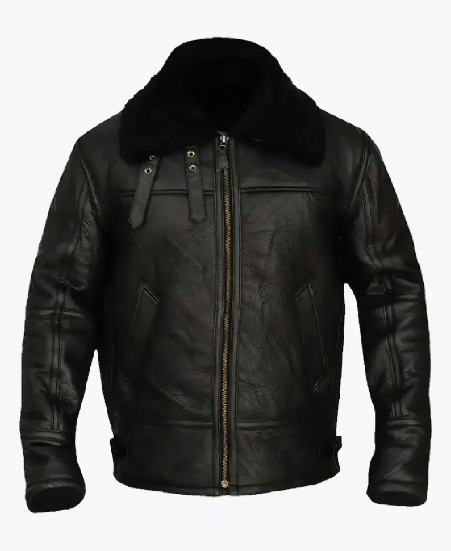 Hardy B-3 Shearling Black Leather Aviator Jacket Rare Jacket