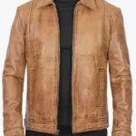 Harry Mens Brown Vintage Leather Jacket Front - Rare Jackets