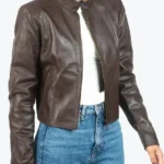 Helen Women’s Dark Brown Leather Jacket Side - Rare Jackets