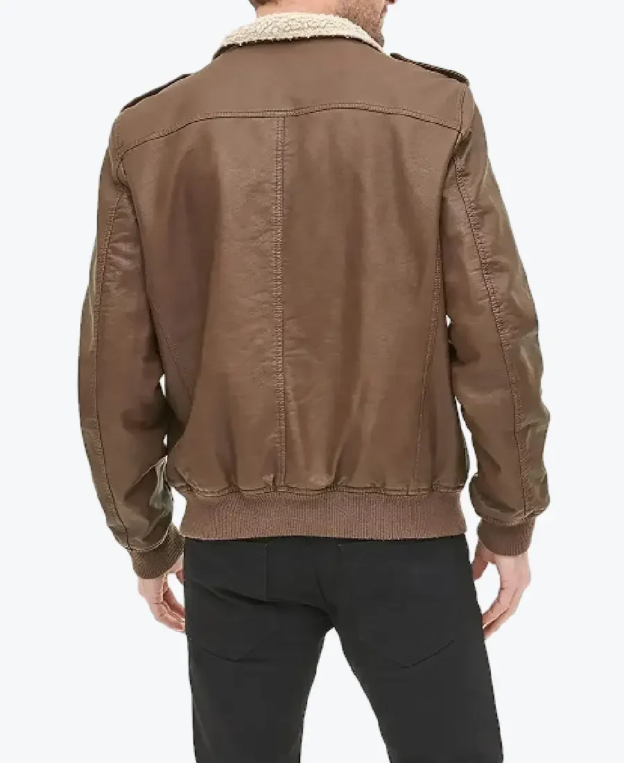 Henry Mens Brown Bomber Leather Jacket Back - Rare Jackets