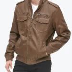 Henry Mens Brown Bomber Leather Jacket Front - Rare Jackets